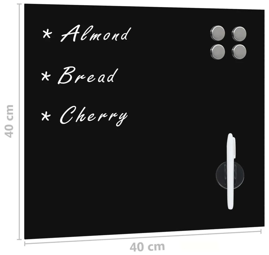 Πίνακας Επιτοίχιος Μαγνητικός 40 x 40 εκ. Γυάλινος - Μαύρο