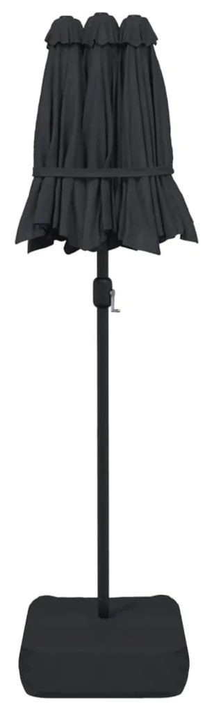 vidaXL Ομπρέλα Κήπου με Διπλή Κορυφή Μαύρη 316 x 145 εκ.