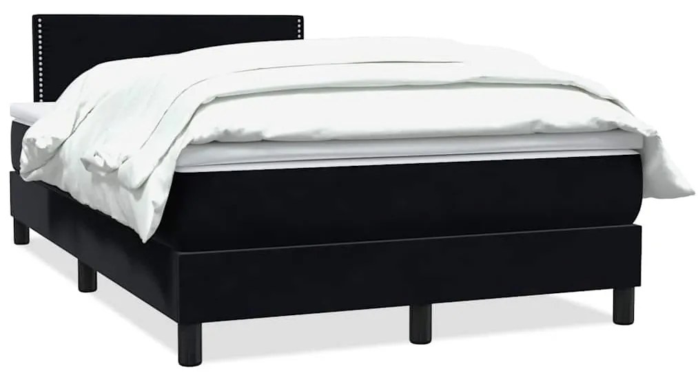 vidaXL Κρεβάτι Boxspring με Στρώμα Μαύρο 1120x210 εκ. Βελούδινο