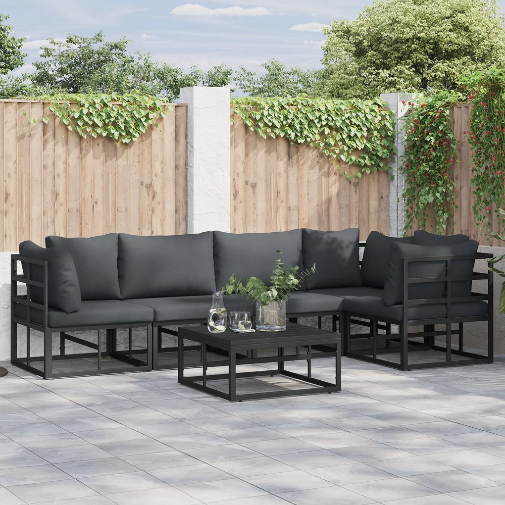 vidaXL Σετ Καναπέ Κήπου 6 pcs Μαύρο 70 x 70 x 32 εκ Αλουμίνιο