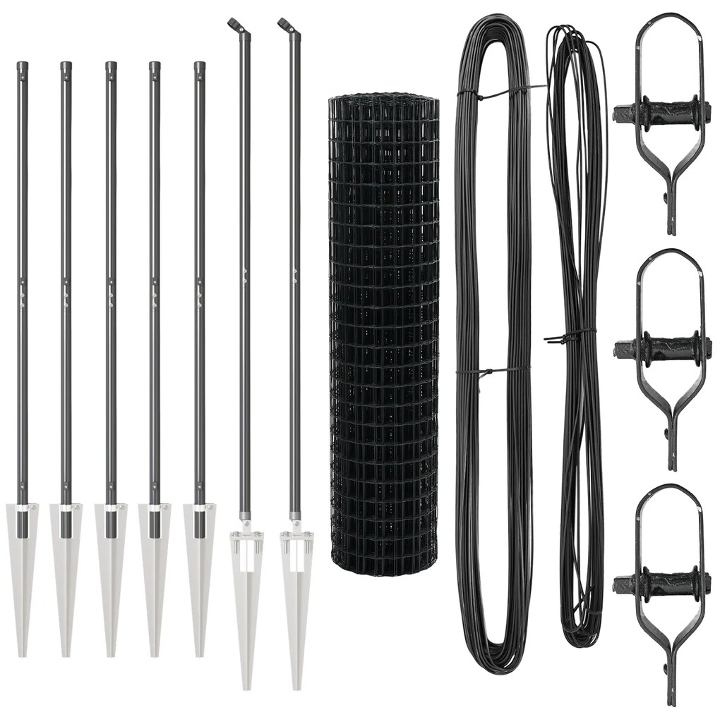 vidaXL Euro Fence με 7 Στερεά Πόδια 1.4x10 μ Γαλβανισμένος Χάλυβας Γκρι