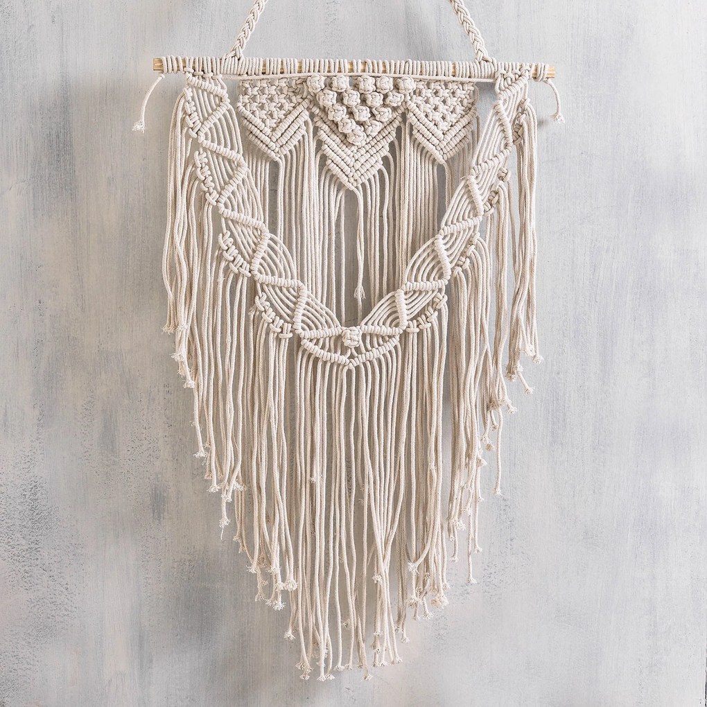 Διακοσμητικό Τοίχου Macrame Amarosa 45X35 Ivory Ρυθμός Cotton