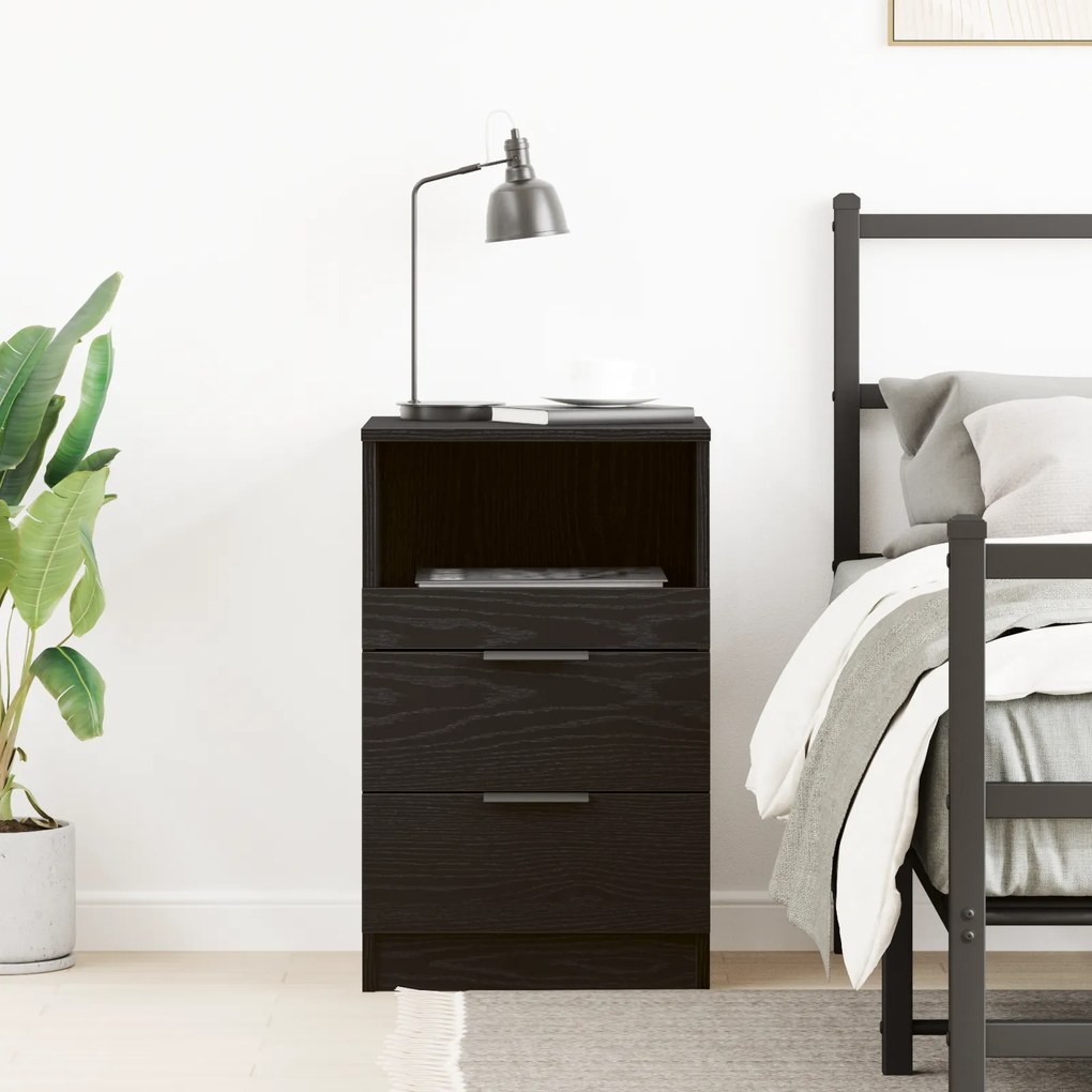 vidaXL κομοδίνο Μαύρο Δρυς 40x35x65 εκ Made of Engineered Wood