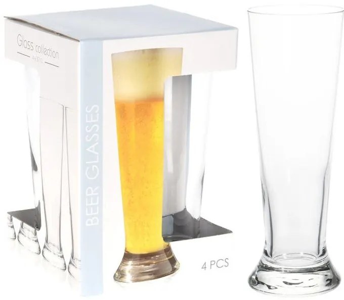 Excellent Houseware Σετ Ποτήρια Μπύρας 4 Τεμάχια 370ml Γυάλινα Διάφανα CC7000340