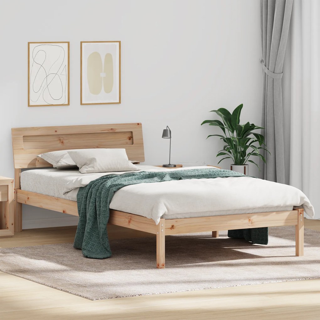 vidaXL Σκελετός Κρεβατιού Καφέ 90 x 190 cm Μασίφ ξύλο πεύκου