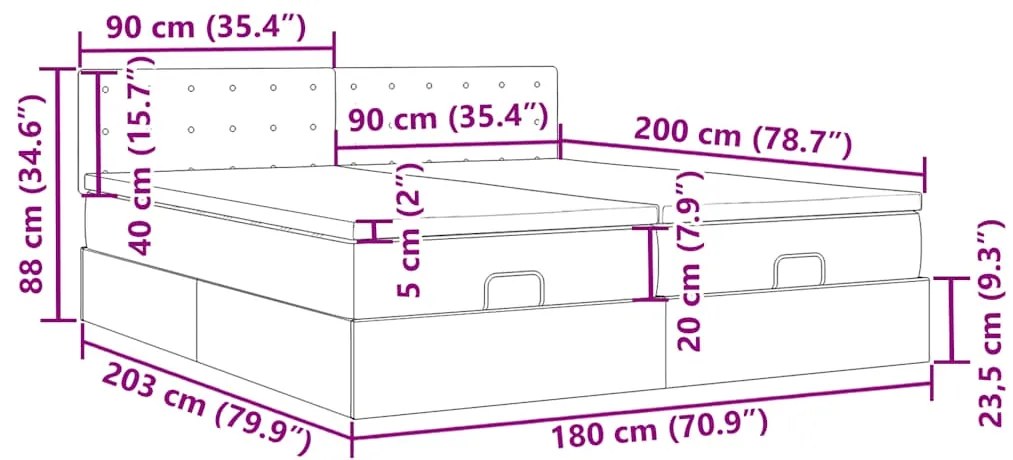 Οθωμανικό κρεβάτι με στρώματα Λευκό 180x200cm Faux Leather - Λευκό