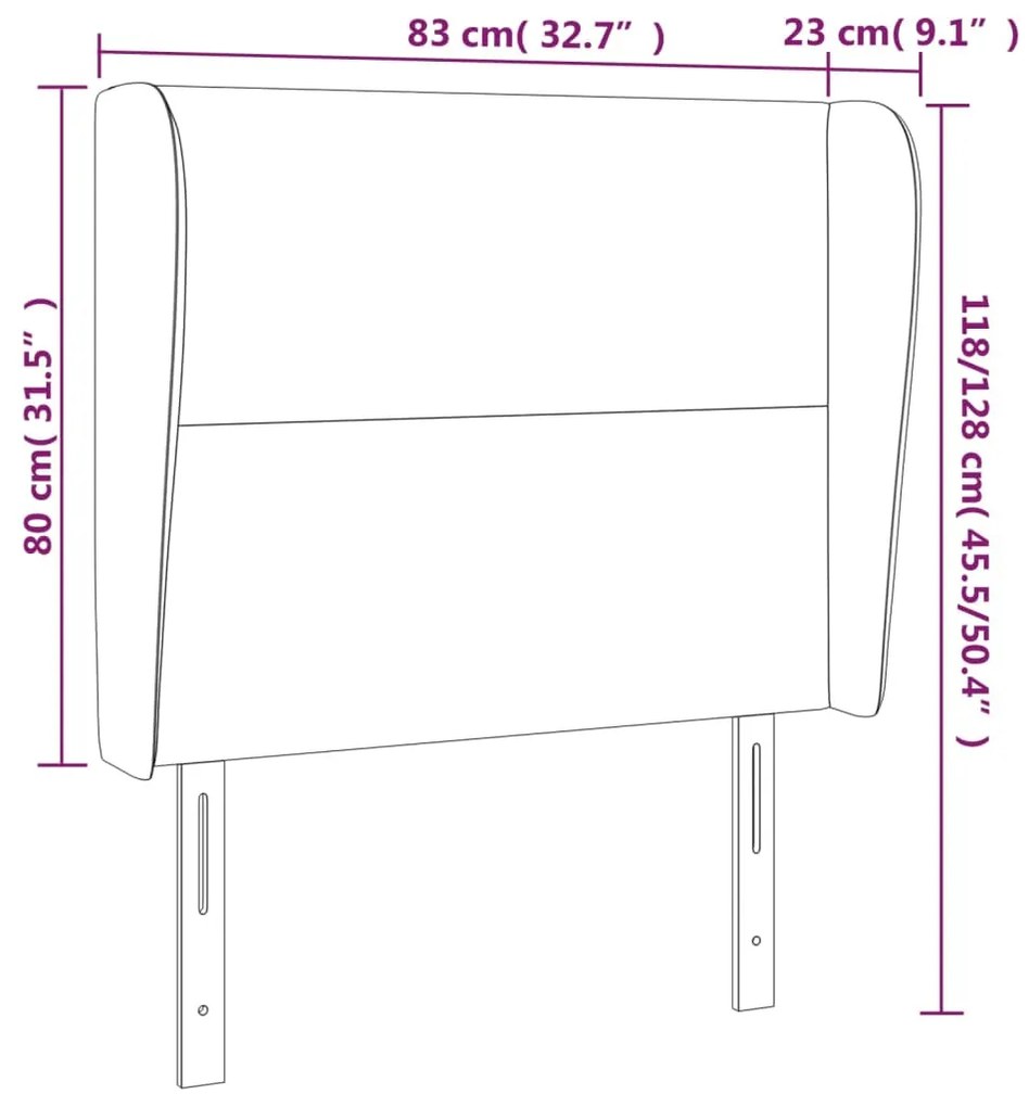 Κεφαλάρι με Πτερύγια Μαύρο 83x23x118/128 εκ. Συνθετικό Δέρμα 3117748