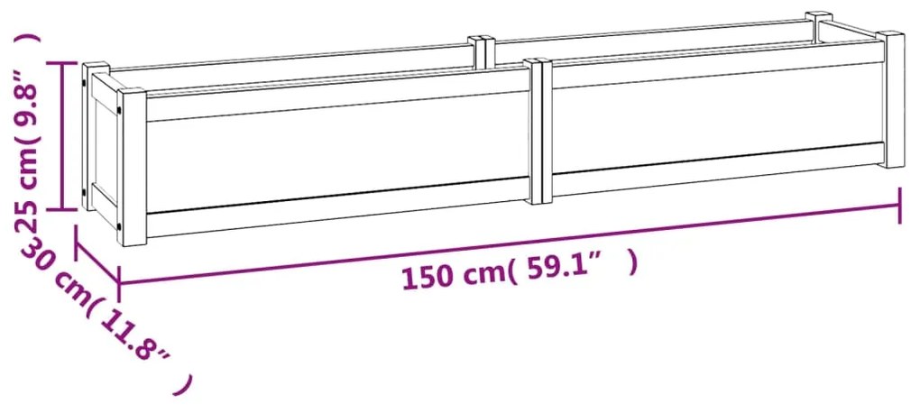 Ζαρντινιέρα Υπερυψωμένη 150 x 30 x 25 εκ. από Μασίφ Ξύλο Teak  - Καφέ