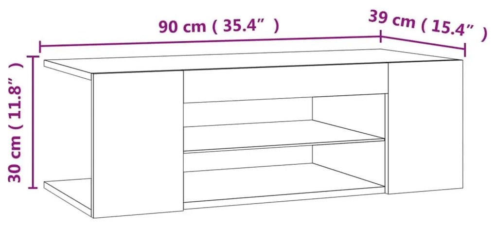 Έπιπλο Τηλεόρασης με LED Sonoma Δρυς 90x39x30 εκ. - Καφέ