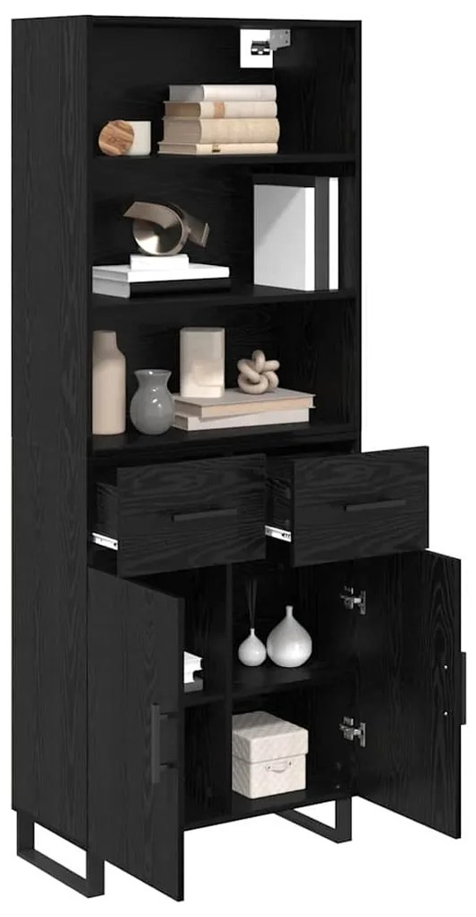 vidaXL Highboard Μαύρη Οξυά 69,5 x 34 x 180 εκ. Επεξεργασμένο ξύλο