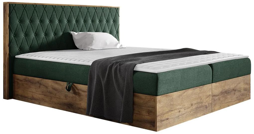 Κρεβάτι continental Baltimore 190, Continental, Μονόκλινο, Πράσινο, 120x200, Ταπισερί, Τάβλες για Κρεβάτι, 128x208x103cm, 109 kg, Στρώμα: Ναι