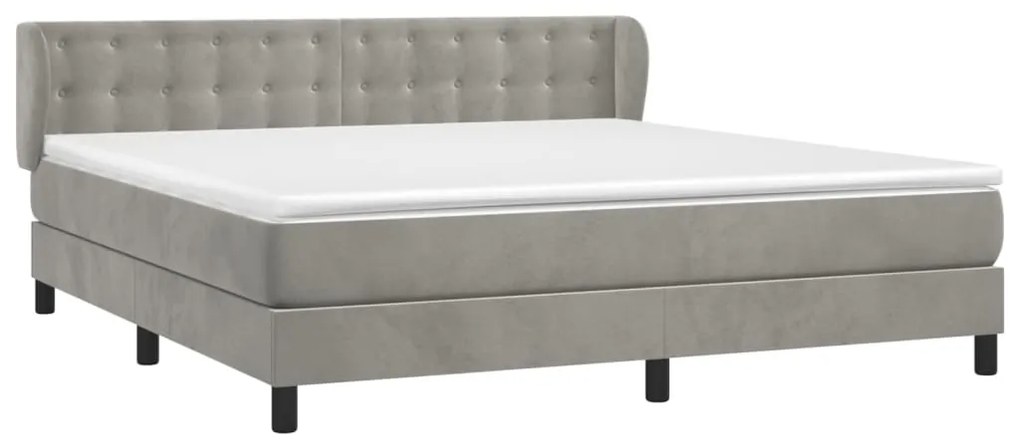 vidaXL Κρεβάτι Boxspring με Στρώμα Ανοιχτό Γκρι 160x200 εκ. Βελούδινο