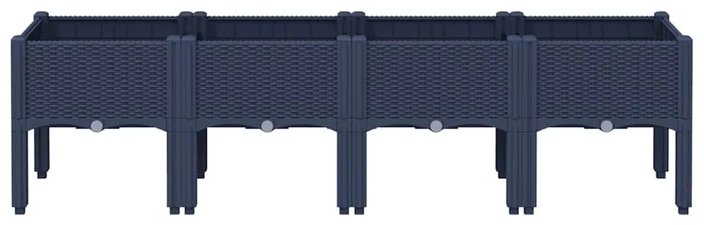 vidaXL Ζαρντινιέρα Κήπου με Πόδια Μπλε Γκρι 160x40x42 εκ. Πολυπροπυλένιο