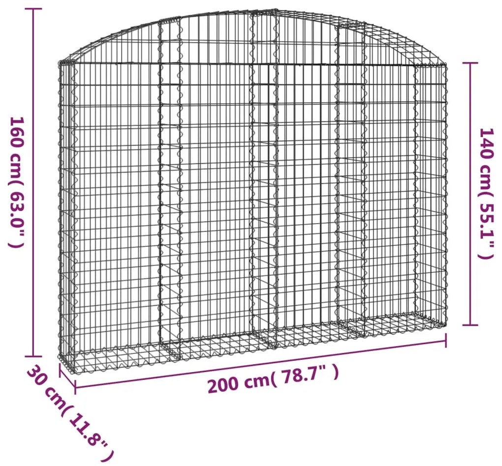 vidaXL Συρματοκιβώτιο Τοξωτό 200x30x140/160εκ. από Γαλβανισμένο Χάλυβα