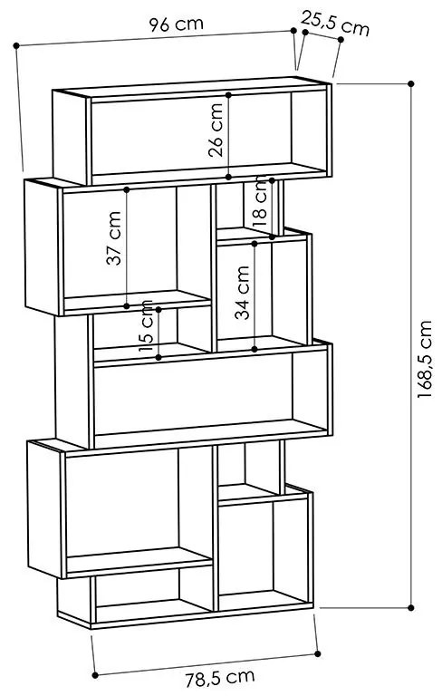 Βιβλιοθήκη Karmato μόκα 96x25.5x168.5εκ