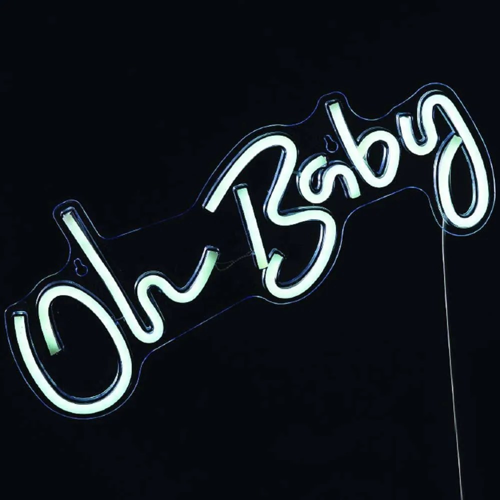 Διακοσμητικό Φωτιστικό Neon Oh Baby Led X131402721 42x1,6x17,5cm Με Usb White Aca