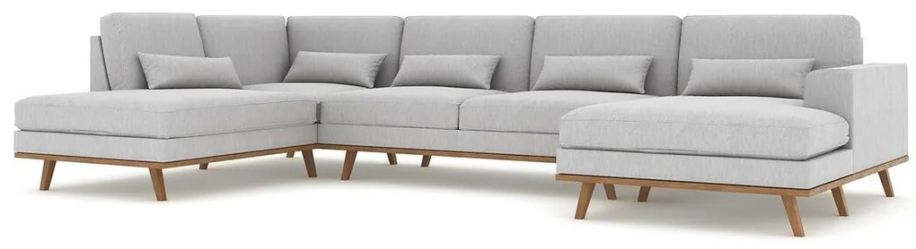 Γωνιακός Καναπές Seattle K101, Ανοιχτό γκρι, 351x202x85cm, Πόδια: Ξύλο, Ξύλο: Πεύκο | Epipla1.gr