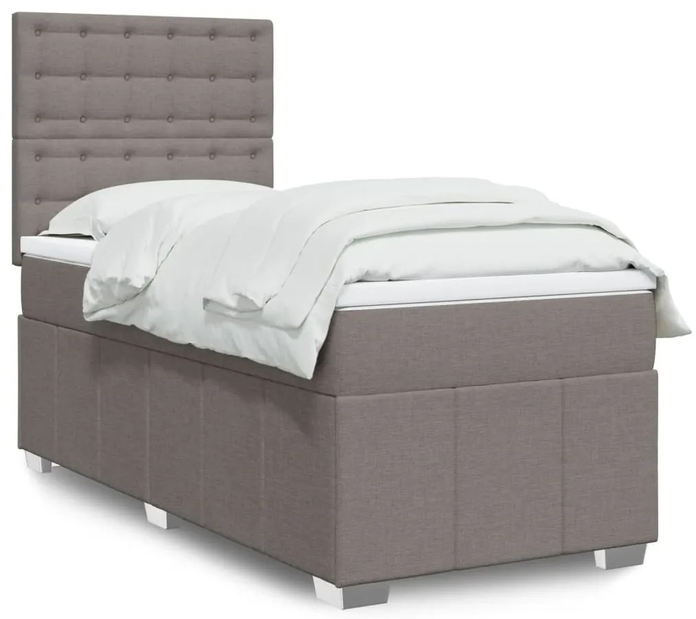 vidaXL Κρεβάτι Boxspring με Στρώμα Taupe 90x190 εκ.Υφασμάτινο