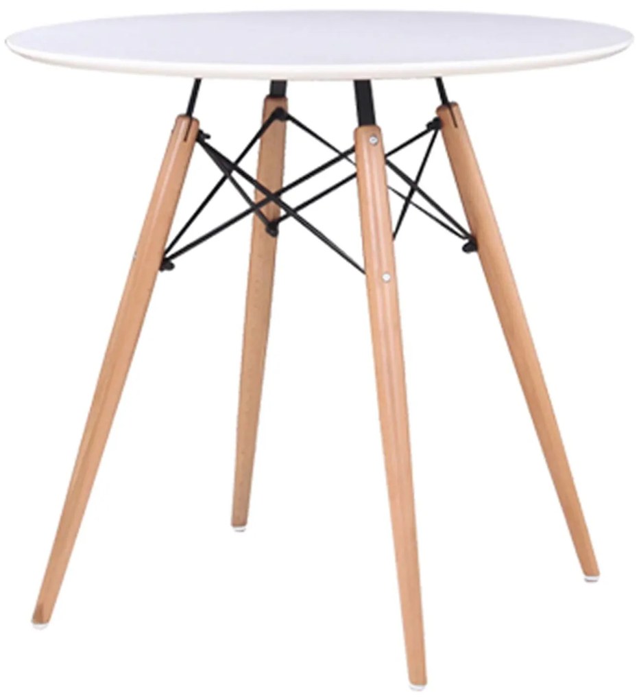 Τραπέζι Art Wood Ε7083,1 Λευκό Φ80/H74cm Mdf, Wood