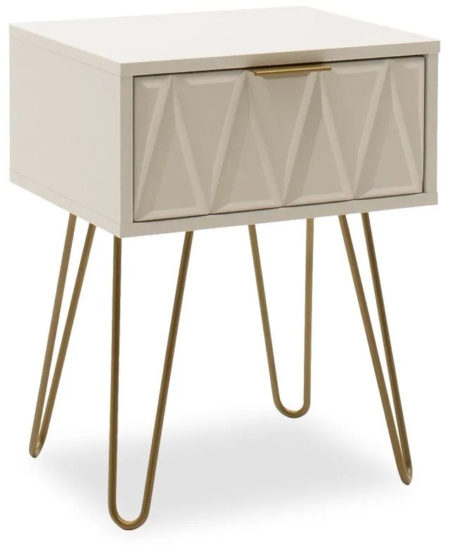Κομοδίνο Isla 066-000009 42x35x55 White - Gold Mdf, Metal