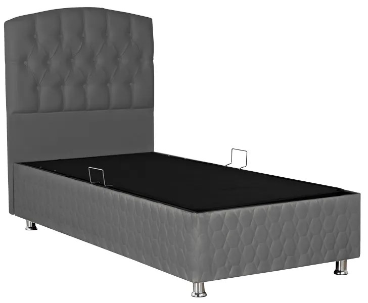 Κρεβάτι Lanse pakoworld μονό με αποθηκευτικό χώρο ανθρακί βελούδο 120x200εκ