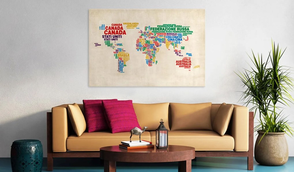 Πίνακας - Italian names of countries in vivid colors 120x80