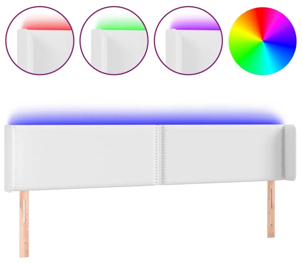 Κεφαλάρι Κρεβατιού LED Λευκό 183x16x78/88 εκ. Συνθετ. Δέρμα 3123199