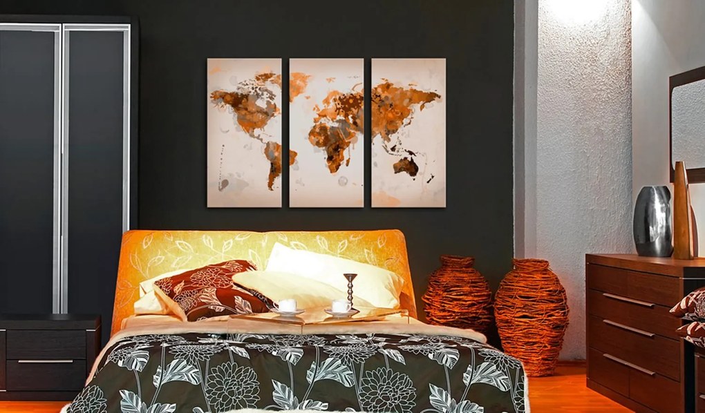 Πίνακας - Map of the World - Desert storm - triptych 120x80