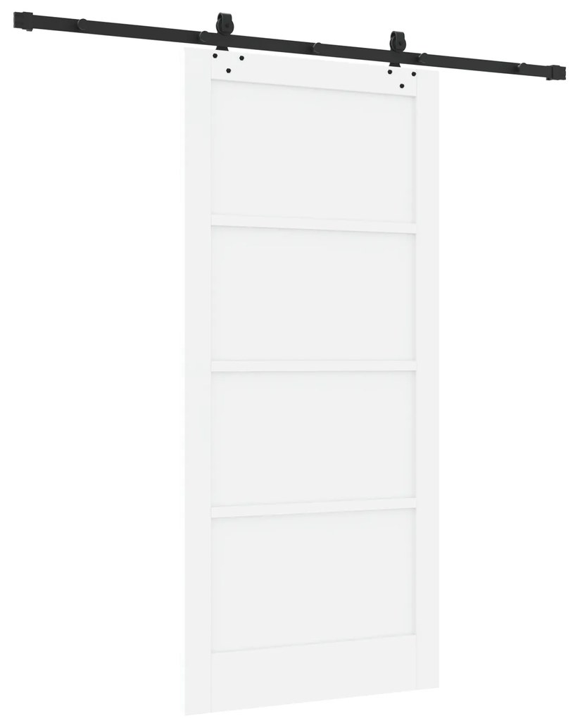 vidaXL Συρόμενη Πόρτα με Σετ Υλικών Λευκή 93x202 εκ. Συμπαγές Ξύλο Πεύκου