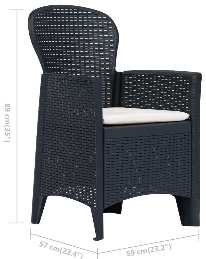 vidaXL Πολυθρόνες Κήπου 2 τεμ. Ανθρακί Όψη Ρατάν Πλαστικές & Μαξιλάρι