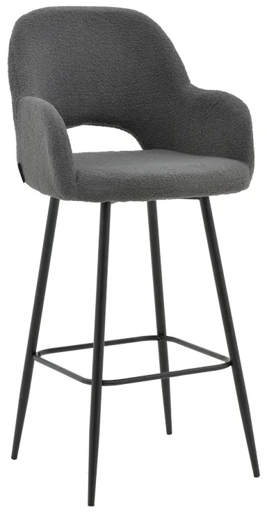 Intrahome Σκαμπό bar Renish Intrahome μπουκλέ γκρι-μεταλλικό μαύρο πόδι 51x57x114εκ | SKU: INTRAPA-130111319
