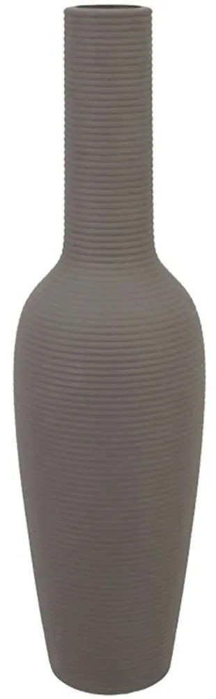 Βάζο - Μπουκάλι Γραμμωτό 15-00-22510-45 Φ13x46cm Grey Marhome Ceramic