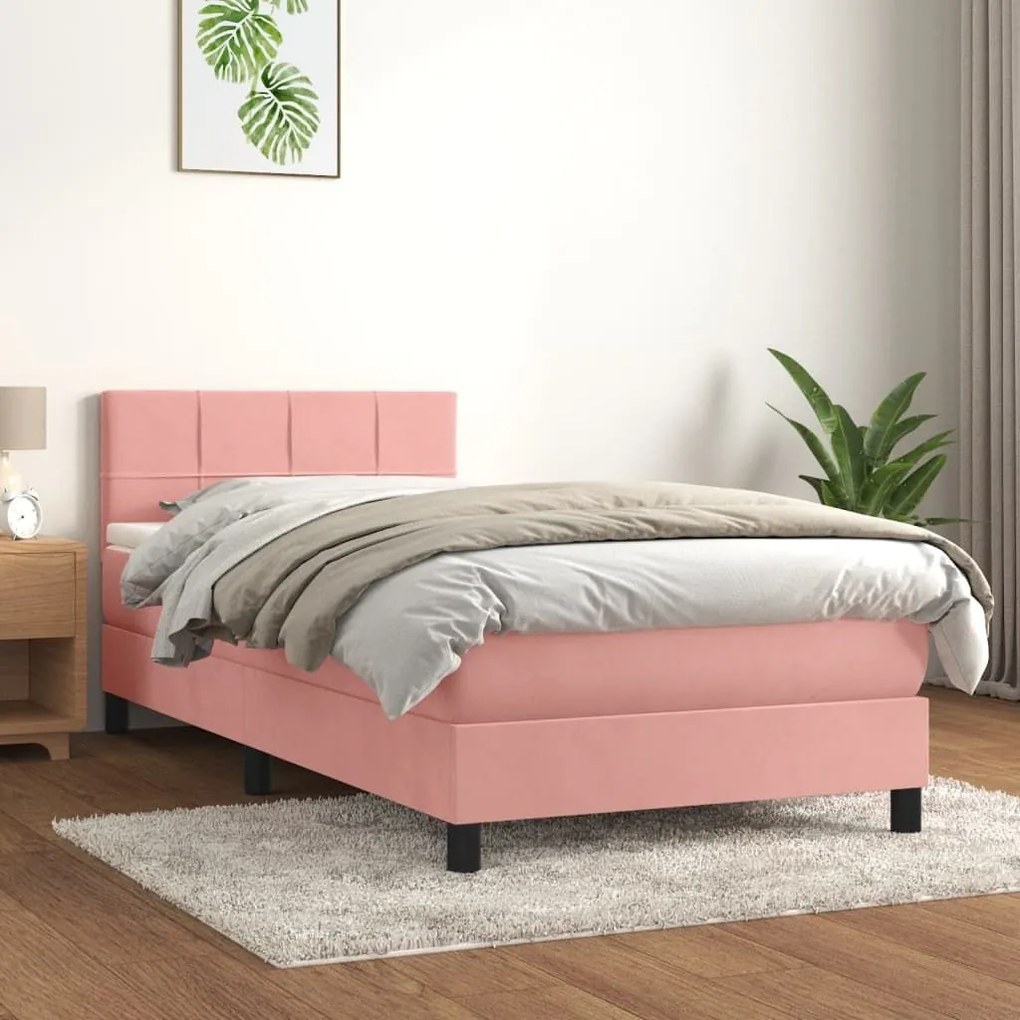 ΚΡΕΒΑΤΙ BOXSPRING ΜΕ ΣΤΡΩΜΑ ΡΟΖ 90X200 ΕΚ. ΒΕΛΟΥΔΙΝΟ 3141286