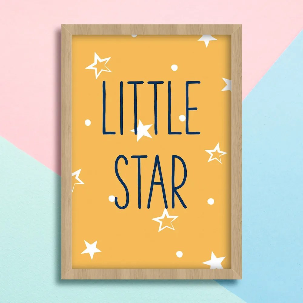 Παιδικό Πόστερ Little Star KD287 23x32cm Φυσικό Ξύλινο Κάδρο (με πόστερ)