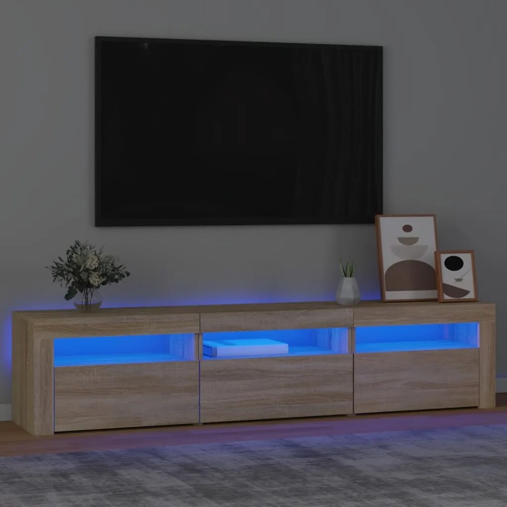 vidaXL Έπιπλο Τηλεόρασης με LED Sonoma Δρυς 180x35x40 εκ.