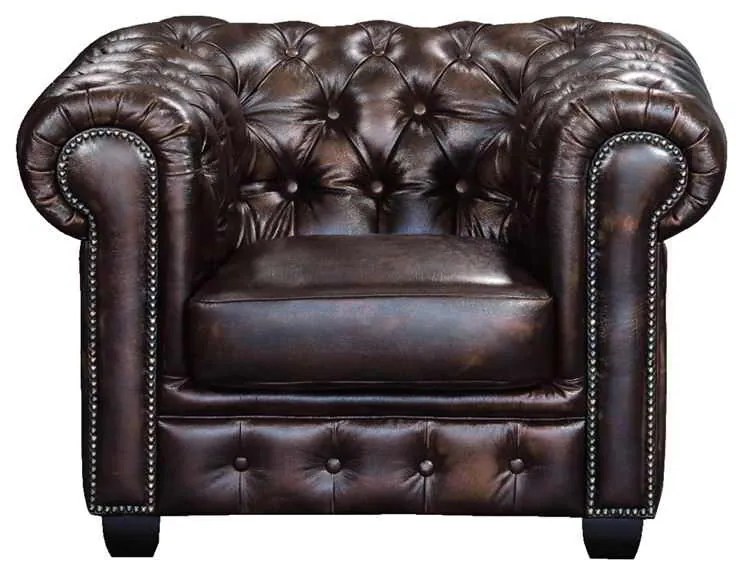 πολυθρόνα δερμάτινη  καφε CHESTERFIELD 103x92x72cm