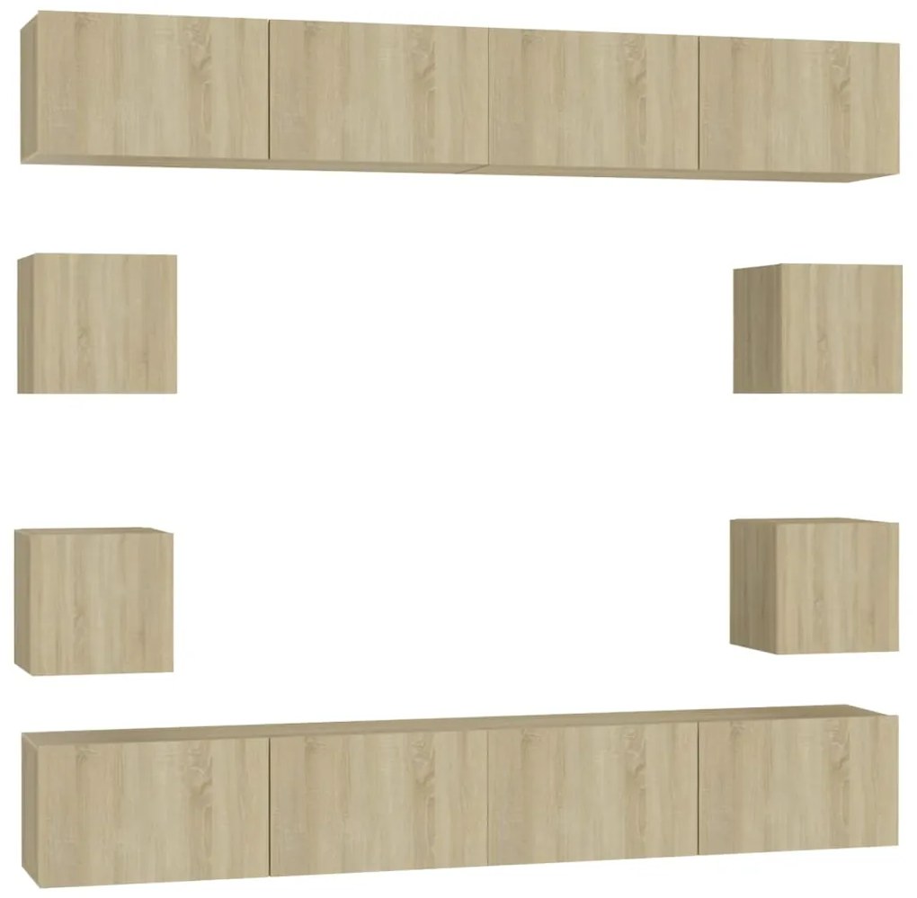 vidaXL Έπιπλα Τηλεόρασης Σετ 8 Τεμαχίων Sonoma Δρυς από Επεξ. Ξύλο