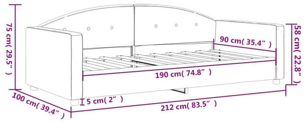 Καναπές Κρεβάτι Μαύρος 90 x 190 εκ. Βελούδινος - Μαύρο