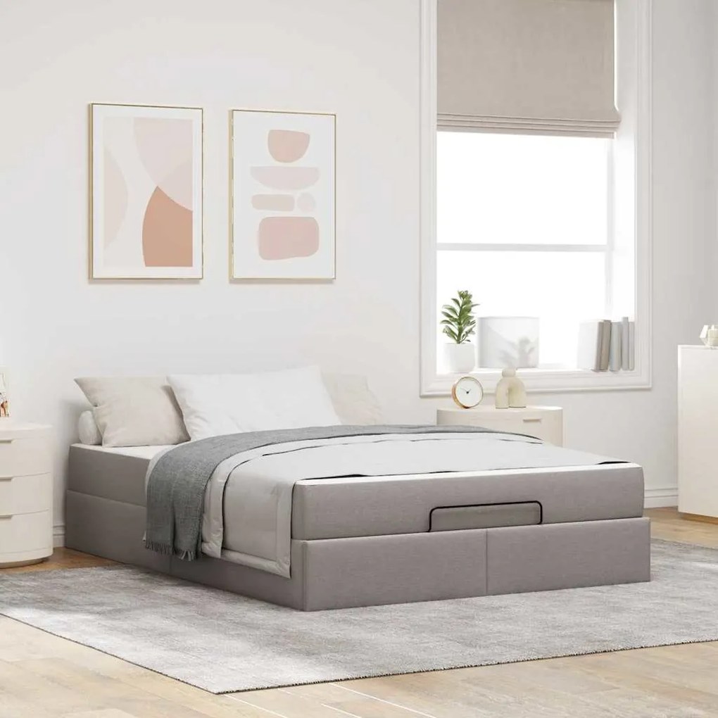 vidaXL Σκελετός Κρεβατιού Taupe 140 x 200 cm ύφασμα