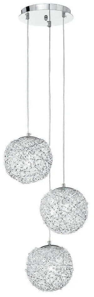 Φωτιστικό Οροφής Astra I-ASTRA/S3 3xE27 Φ40cm 120cm Chrome Luce Ambiente Design Crystal