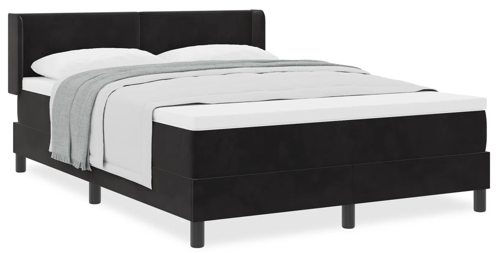 vidaXL Κρεβάτι Box Spring με Ματράκι μαύρο 140x200 εκ. Βελούδο