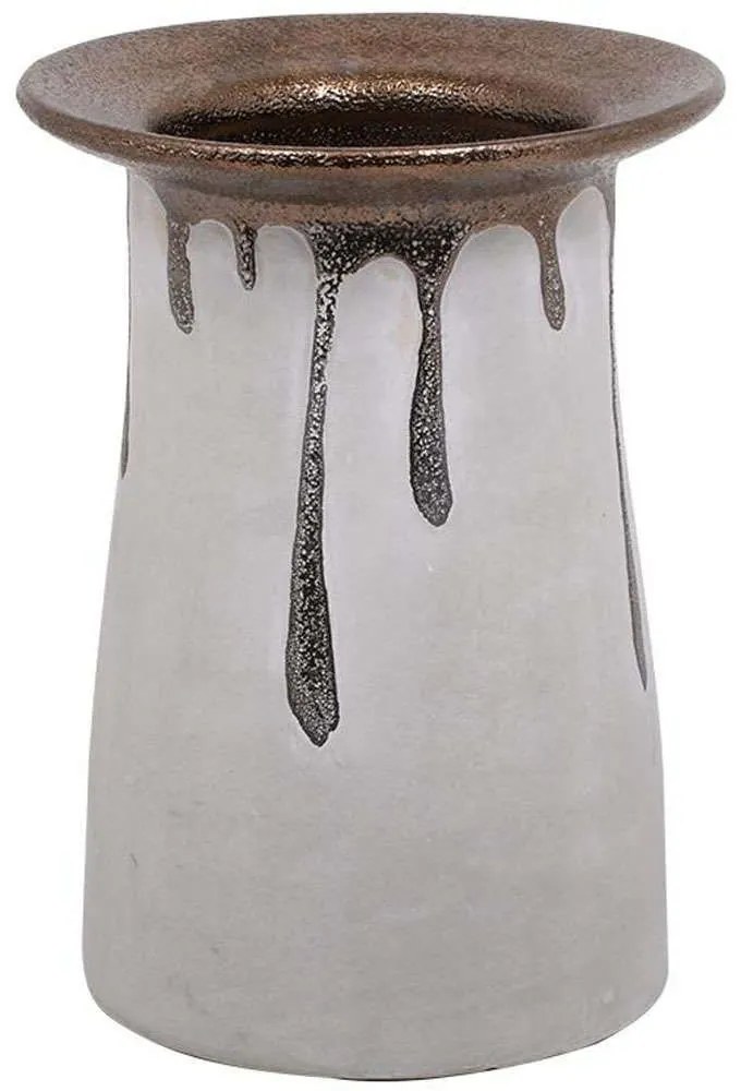 Βάζο 0046-124-004 15x21cm White-Bronze Κεραμικό