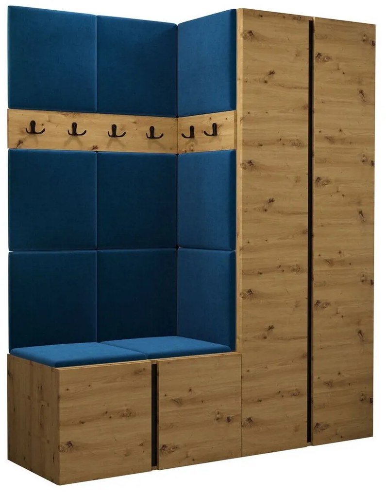 Σετ διαδρόμου Hartford 266, 186x158x46cm, 77 kg, Artisan βελανιδιά, Πλαστικοποιημένη μοριοσανίδα, Ταπισερί, Εντοιχισμένη, Τοίχου | Epipla1.gr