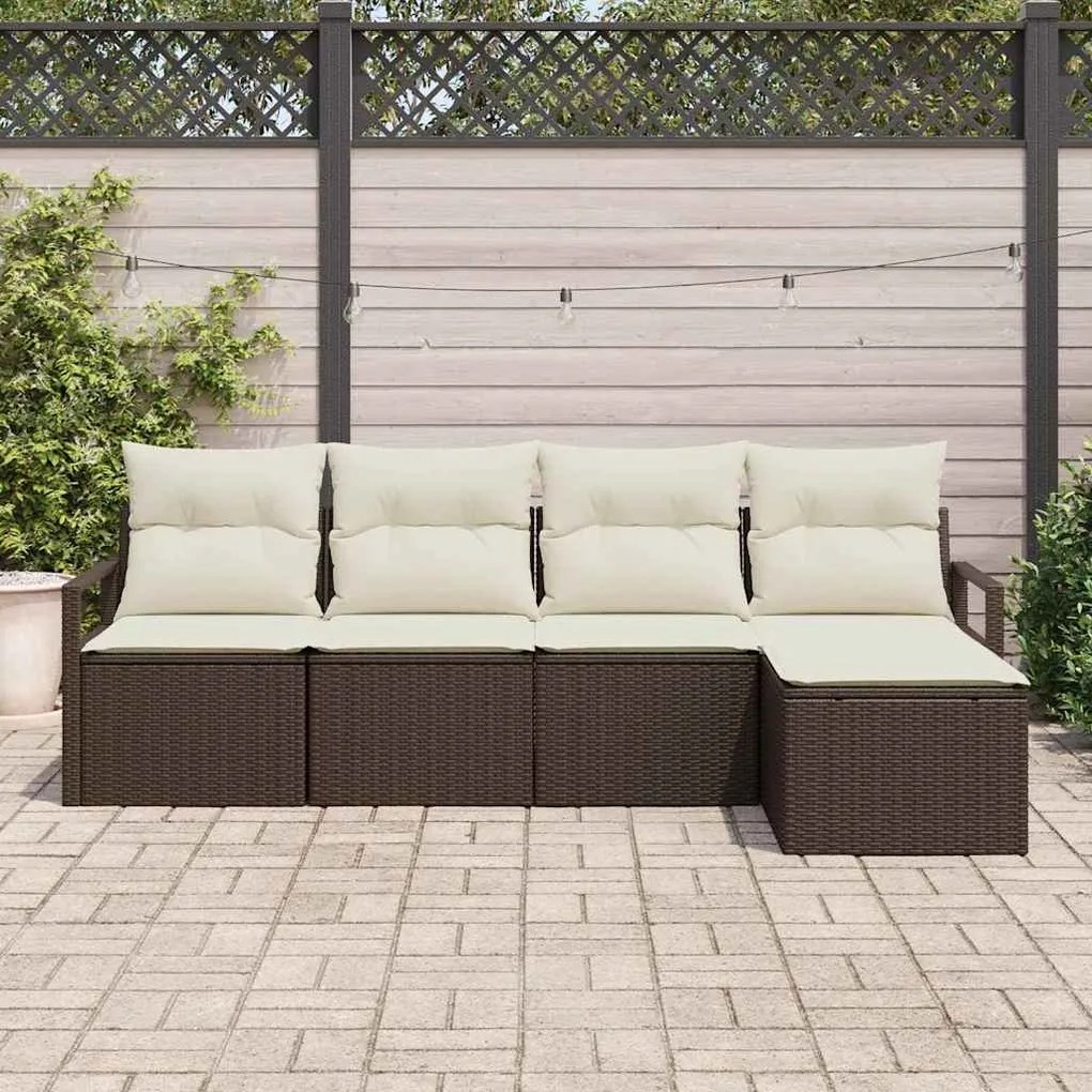 vidaXL Σετ Καναπέ Κήπου 5 pcs Καφέ Πολυ ράταν