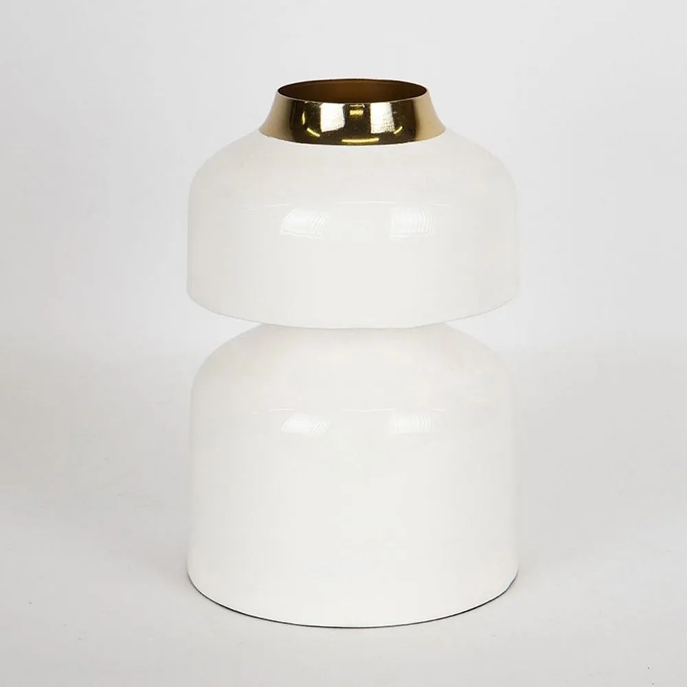 Βάζο Μεταλλικό 752-22027 17x17x25cm White-Gold Estheti Home Metal