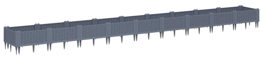 vidaXL Ζαρντινιέρα με Πασσάλους Μπλε Γκρι 362,5x42,5x28,5εκ. Πολυπροπυλένιο