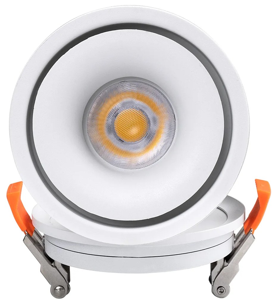 GloboStar® OMEGA-R 60294 Χωνευτό LED Spot Downlight TrimLess Φ10cm 12W 1560lm 36° AC 220-240V IP20 Φ10 x Υ8.2cm - Στρόγγυλο - Λευκό - Φυσικό Λευκό 4500K - Bridgelux COB - 5 Years Warranty