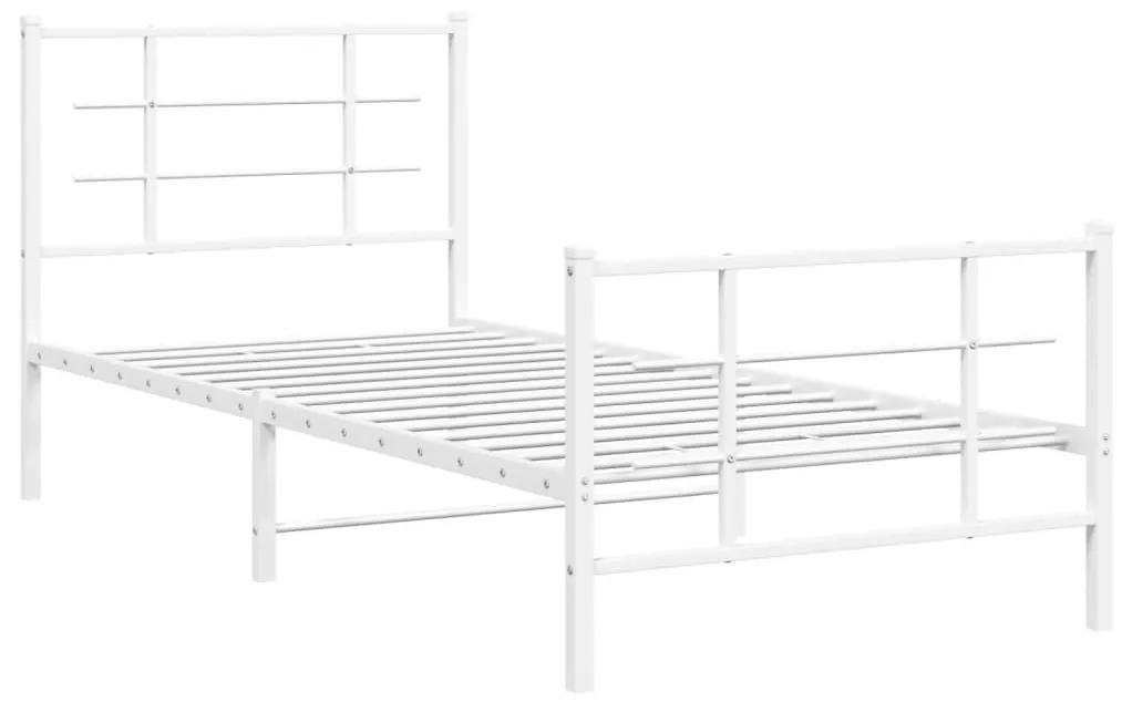 Πλαίσιο Κρεβατιού με Κεφαλάρι/Ποδαρικό Λευκό 90x200 εκ. Μέταλλο - Λευκό