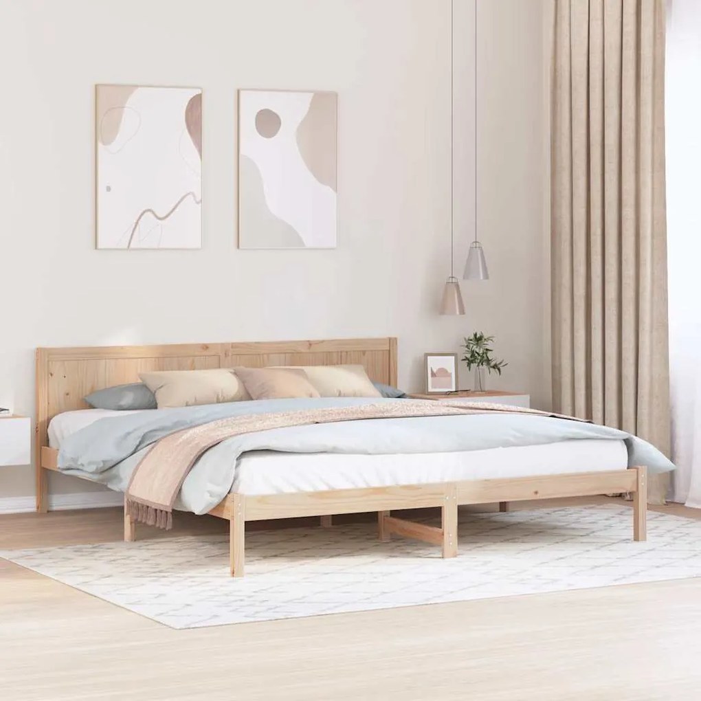 vidaXL Σκελετός Κρεβατιού Καφέ 200 x 200 cm Μασίφ ξύλο πεύκου