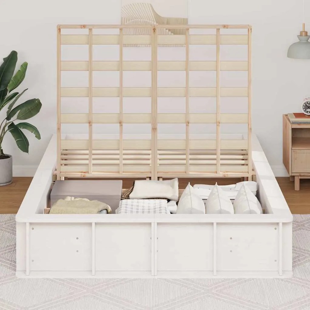 vidaXL Σκελετός Κρεβατιού Λευκό 210 x 158 x 30 εκ Στερεά ξυλεία πεύκου